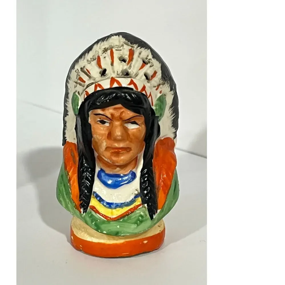 Vtg Native American Salt Pepper Shakers‎ Pair Southwestern Kitsch Made In Japan